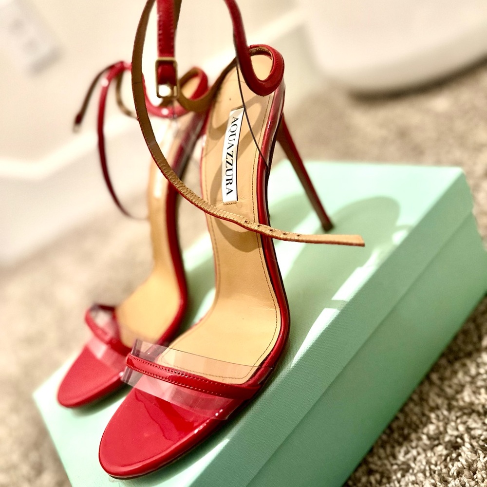 Aquazzura Red Stiletto Heels Strappy Sandals